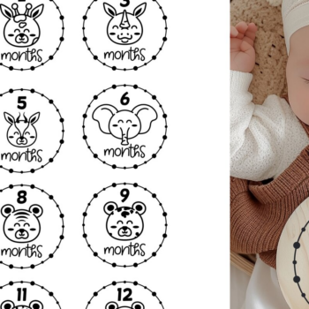 Intra απο ξύλο plywood 3mm-4mm πάχος – Safari Animals Baby Monthly Milestone Δίασταση  20x20 cm INTRAFABR-111581152 - Image 1