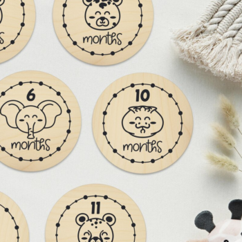 Intra απο ξύλο plywood 3mm-4mm πάχος – Safari Animals Baby Monthly Milestone Δίασταση  20x20 cm INTRAFABR-111581152 - Image 3