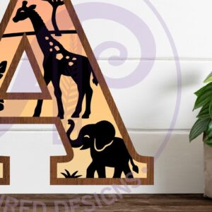 Intra απο ξύλο plywood 3mm-4mm πάχος – Safari Animals Large a Layered Letter Δίασταση  20x20 cm INTRAFABR-114034404
