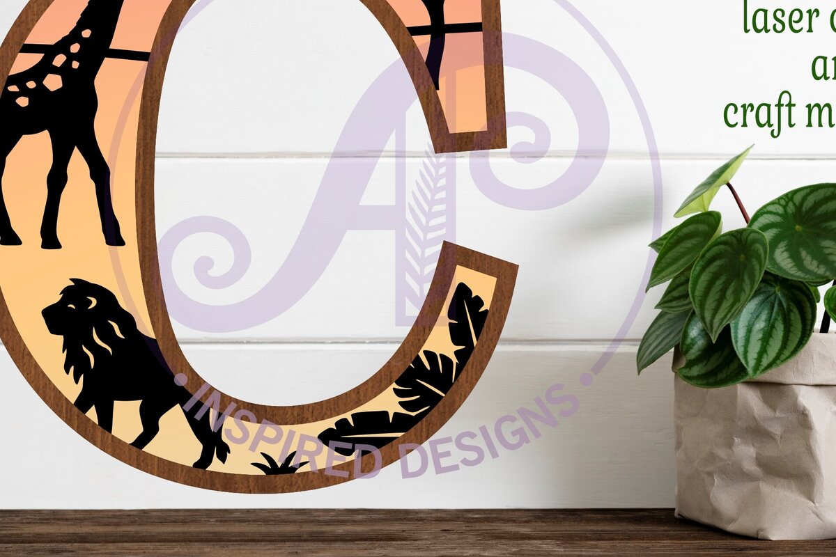 Intra απο ξύλο plywood 3mm-4mm πάχος – Safari Animals Large C layered γράμμα Δίασταση  20x20 cm INTRAFABR-114034347