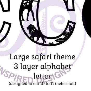 Intra απο ξύλο plywood 3mm-4mm πάχος – Safari Animals Large C layered γράμμα Δίασταση  20x20 cm INTRAFABR-114034347 - Image 2