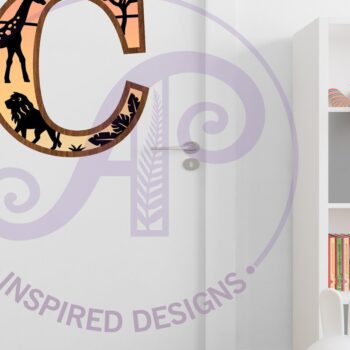 Intra απο ξύλο plywood 3mm-4mm πάχος – Safari Animals Large C layered γράμμα Δίασταση  20x20 cm INTRAFABR-114034347 - Image 3