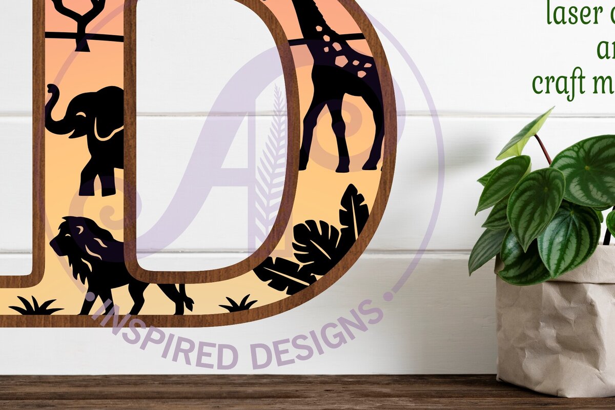 Intra απο ξύλο plywood 3mm-4mm πάχος – Επιστολή Safari Animals Large D Layered Δίασταση  20x20 cm INTRAFABR-114034330