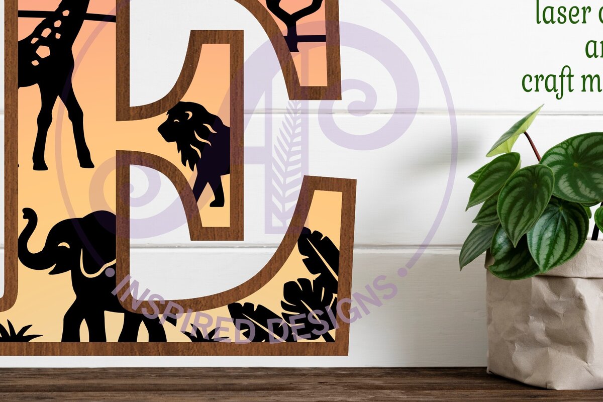 Intra απο ξύλο plywood 3mm-4mm πάχος – Επιστολή Safari Animals Large E Layered Δίασταση  20x20 cm INTRAFABR-114034319