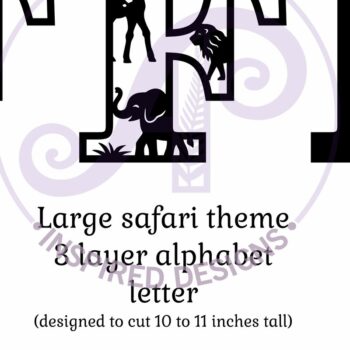 Intra απο ξύλο plywood 3mm-4mm πάχος – Safari Animals Large F Layered γράμμα Δίασταση  20x20 cm INTRAFABR-114034305 - Image 2