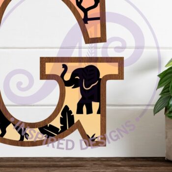 Intra απο ξύλο plywood 3mm-4mm πάχος – Safari Animals Large G Layered γράμμα Δίασταση  20x20 cm INTRAFABR-114034274 - Image 1