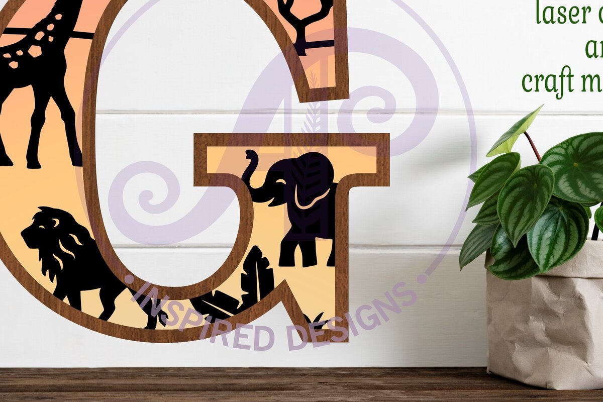 Intra απο ξύλο plywood 3mm-4mm πάχος – Safari Animals Large G Layered γράμμα Δίασταση  20x20 cm INTRAFABR-114034274