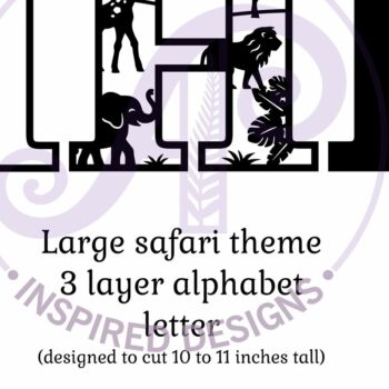 Intra απο ξύλο plywood 3mm-4mm πάχος – Safari Animals Large H Επίπεδο γράμμα Δίασταση  20x20 cm INTRAFABR-114034265 - Image 2