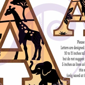 Intra απο ξύλο plywood 3mm-4mm πάχος – Safari Animals Large H Επίπεδο γράμμα Δίασταση  20x20 cm INTRAFABR-114034265 - Image 4