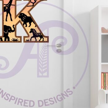 Intra απο ξύλο plywood 3mm-4mm πάχος – Safari Animals Large K Layered γράμμα Δίασταση  20x20 cm INTRAFABR-114034215 - Image 3