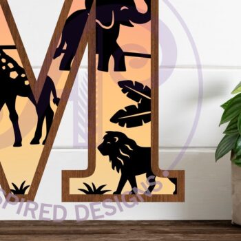 Intra απο ξύλο plywood 3mm-4mm πάχος – Επιστολή Safari Animals Large M Layered Δίασταση 20x20 cm INTRAFABR-114034191 - Image 1