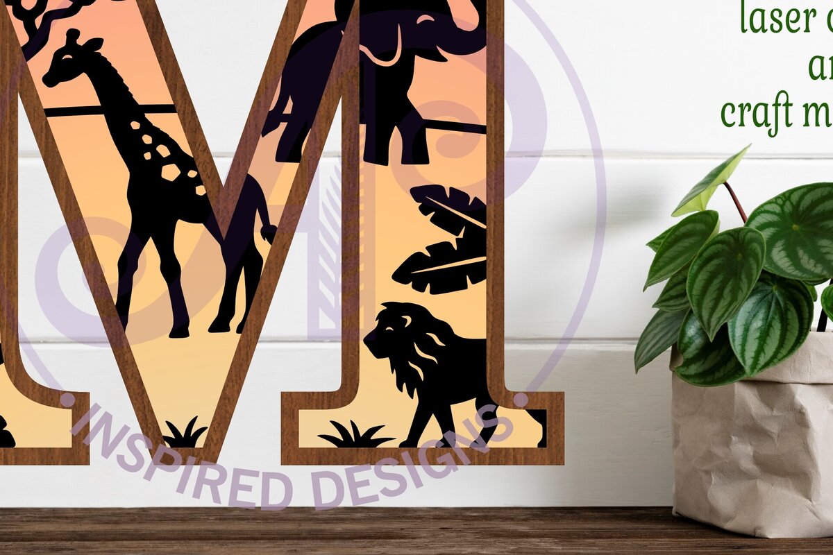 Intra απο ξύλο plywood 3mm-4mm πάχος – Επιστολή Safari Animals Large M Layered Δίασταση  20x20 cm INTRAFABR-114034191