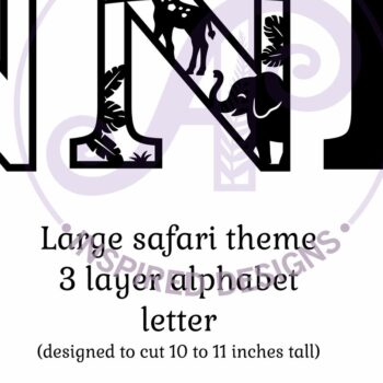 Intra απο ξύλο plywood 3mm-4mm πάχος – Safari Animals Large N Layered γράμμα Δίασταση  20x20 cm INTRAFABR-114034155 - Image 2