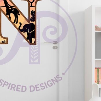 Intra απο ξύλο plywood 3mm-4mm πάχος – Safari Animals Large N Layered γράμμα Δίασταση  20x20 cm INTRAFABR-114034155 - Image 3