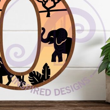 Intra απο ξύλο plywood 3mm-4mm πάχος – Safari Animals Large O Layered Letter Δίασταση 20x20 cm INTRAFABR-114034126 - Image 1