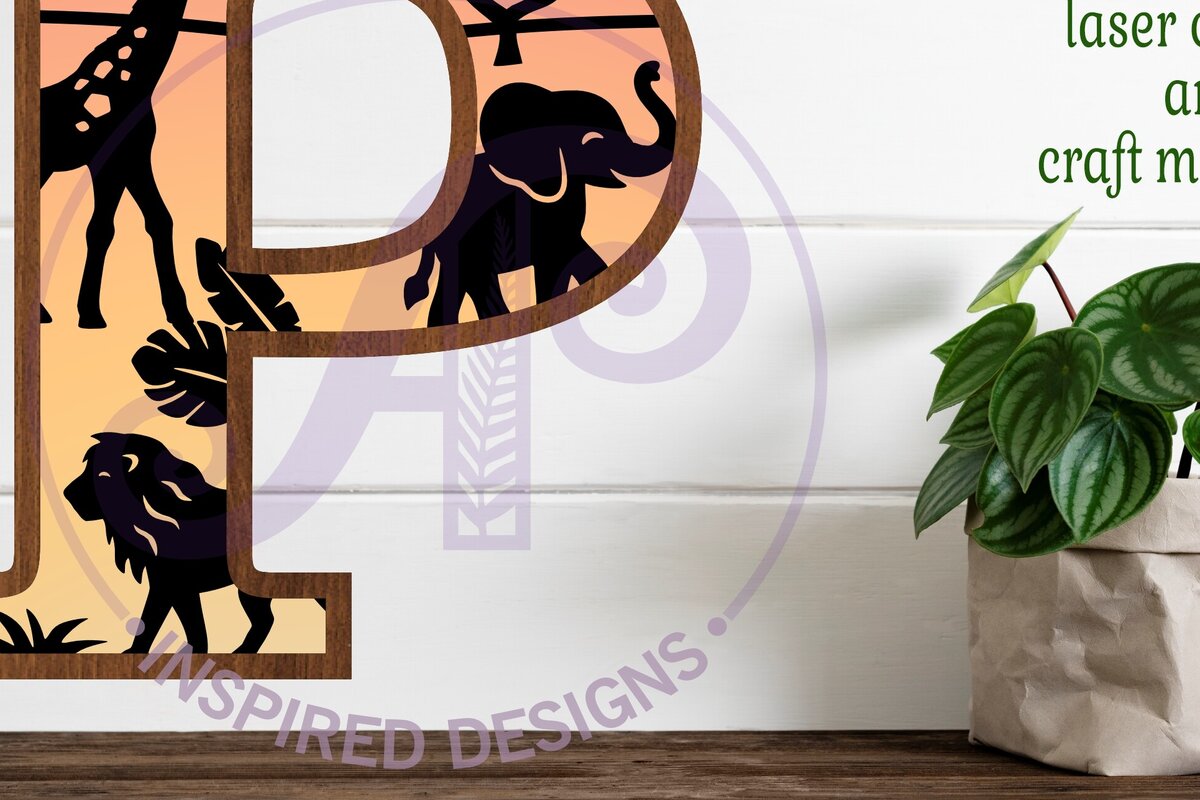 Intra απο ξύλο plywood 3mm-4mm πάχος – Επιστολή Safari Animals Large P Layered Δίασταση  20x20 cm INTRAFABR-114034099