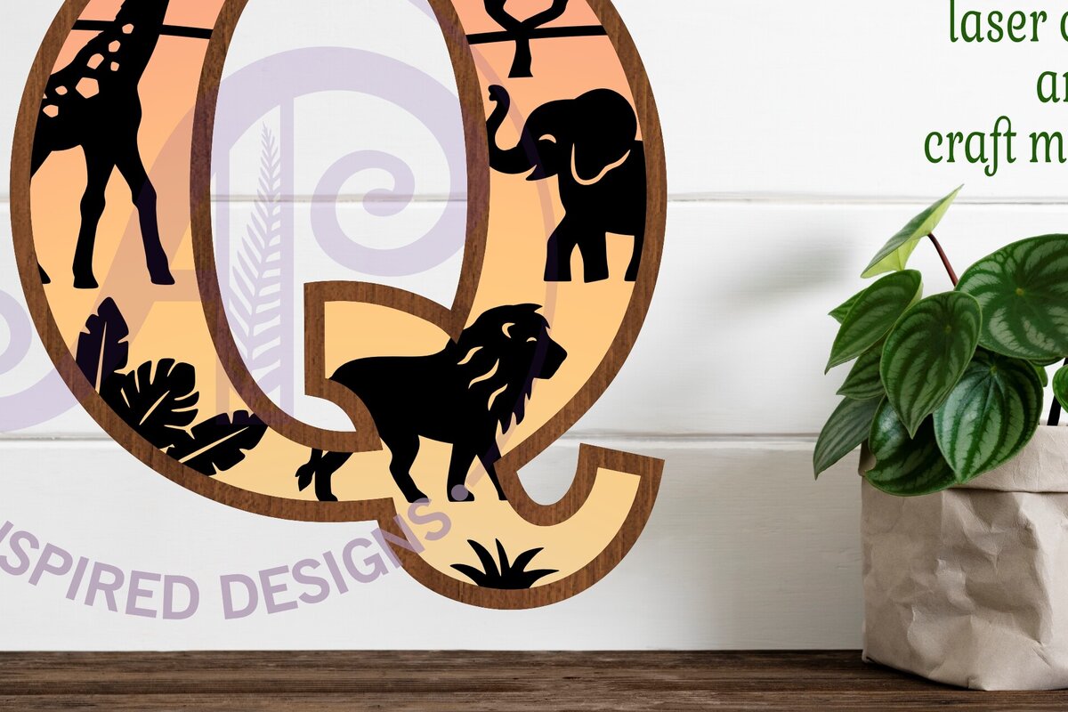 Intra απο ξύλο plywood 3mm-4mm πάχος – Επιστολή Safari Animals Large Q Layered Δίασταση  20x20 cm INTRAFABR-114034070