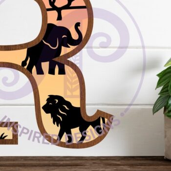 Intra απο ξύλο plywood 3mm-4mm πάχος – Επιστολή Safari Animals Large R Layered Δίασταση  20x20 cm INTRAFABR-114034046 - Image 1