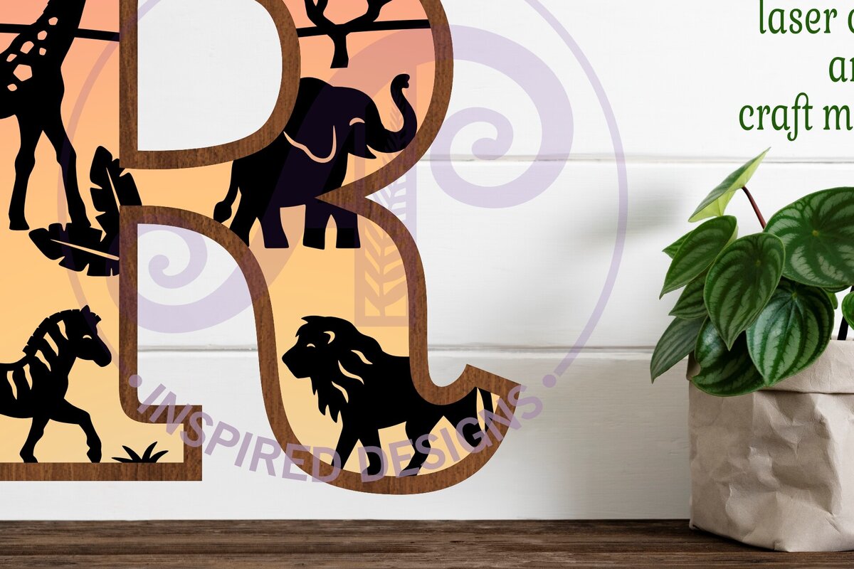 Intra απο ξύλο plywood 3mm-4mm πάχος – Επιστολή Safari Animals Large R Layered Δίασταση  20x20 cm INTRAFABR-114034046