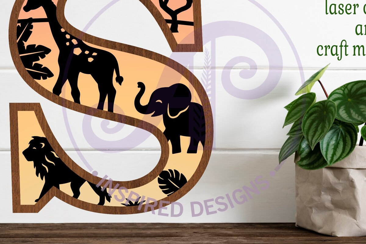 Intra απο ξύλο plywood 3mm-4mm πάχος – Επιστολή Safari Animals Large S Layered Δίασταση  20x20 cm INTRAFABR-114034009