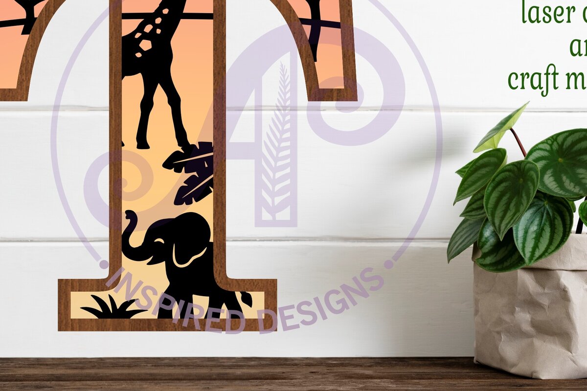 Intra απο ξύλο plywood 3mm-4mm πάχος – Επιστολή Safari Animals Large T Layered Δίασταση  20x20 cm INTRAFABR-114033982