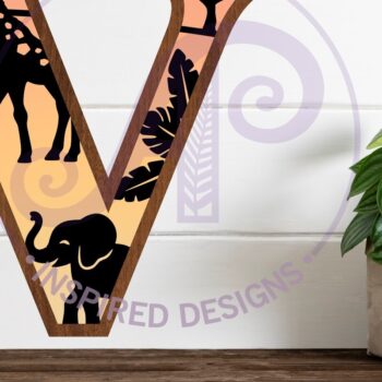 Intra απο ξύλο plywood 3mm-4mm πάχος – Επιστολή Safari Animals Large V Layered Δίασταση 20x20 cm INTRAFABR-114033944 - Image 1