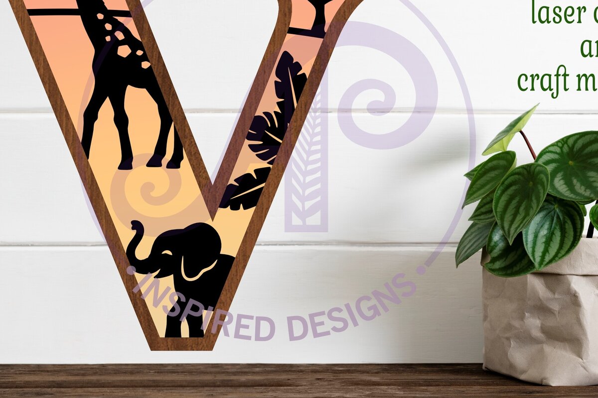 Intra απο ξύλο plywood 3mm-4mm πάχος – Επιστολή Safari Animals Large V Layered Δίασταση  20x20 cm INTRAFABR-114033944