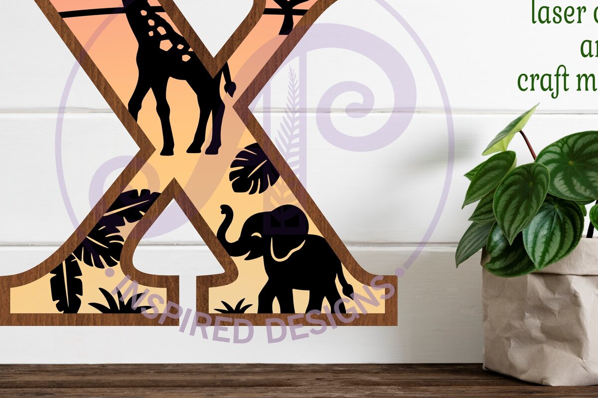 Intra απο ξύλο plywood 3mm-4mm πάχος – Επιστολή Safari Animals Large X Layered Δίασταση  20x20 cm INTRAFABR-114033869