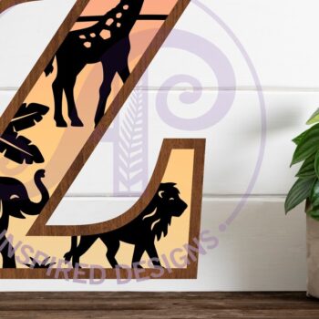 Intra απο ξύλο plywood 3mm-4mm πάχος – Safari Animals Large Z Layered γράμμα Δίασταση  20x20 cm INTRAFABR-114033816 - Image 1