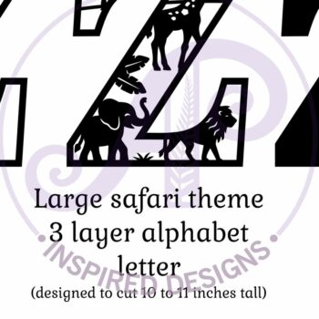 Intra απο ξύλο plywood 3mm-4mm πάχος – Safari Animals Large Z Layered γράμμα Δίασταση  20x20 cm INTRAFABR-114033816 - Image 2