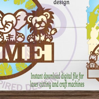 Intra απο ξύλο plywood 3mm-4mm πάχος – Safari Animals Layered Name Δίασταση  20x20 cm INTRAFABR-103206671 - Image 1