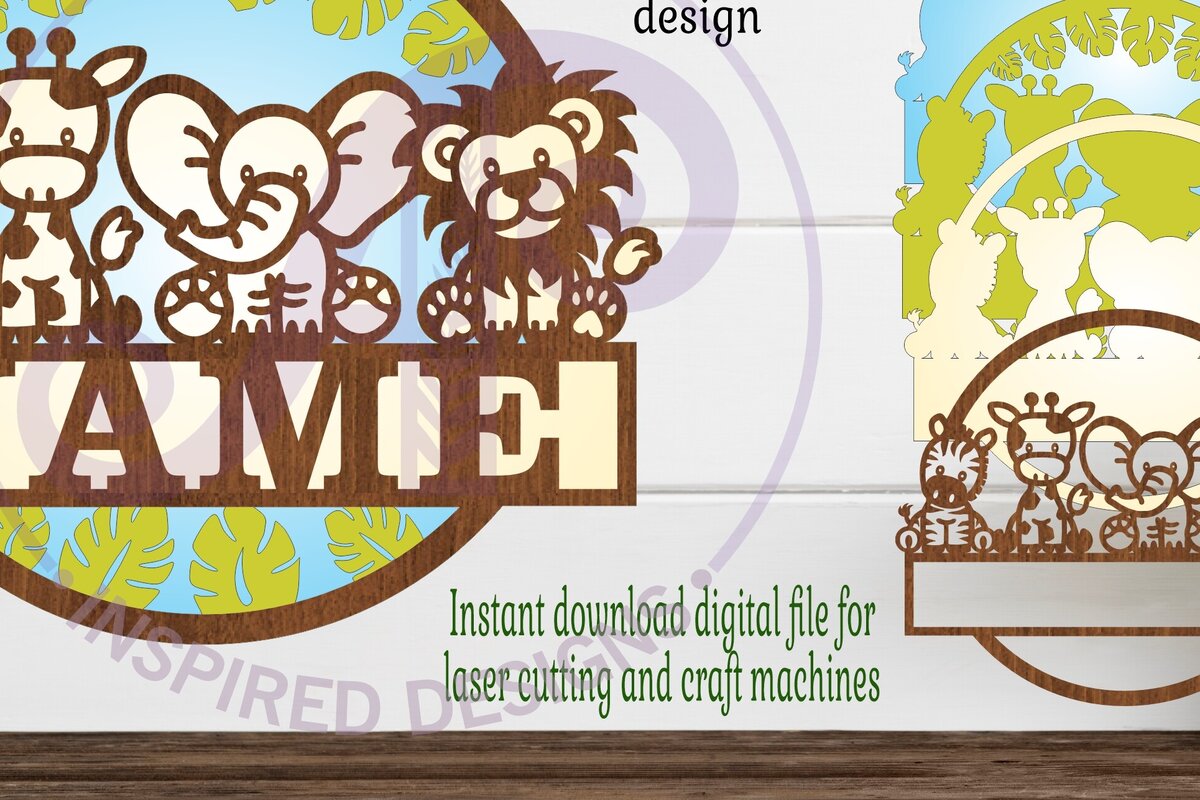 Intra απο ξύλο plywood 3mm-4mm πάχος – Safari Animals Layered Name Δίασταση  20x20 cm INTRAFABR-103206671