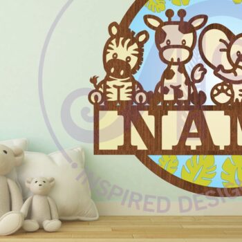 Intra απο ξύλο plywood 3mm-4mm πάχος – Safari Animals Layered Name Δίασταση  20x20 cm INTRAFABR-103206671 - Image 2