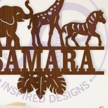 Intra απο ξύλο plywood 3mm-4mm πάχος – Safari Animals Name Sin Δίασταση  20x20 cm INTRAFABR-110476152 - Image 1