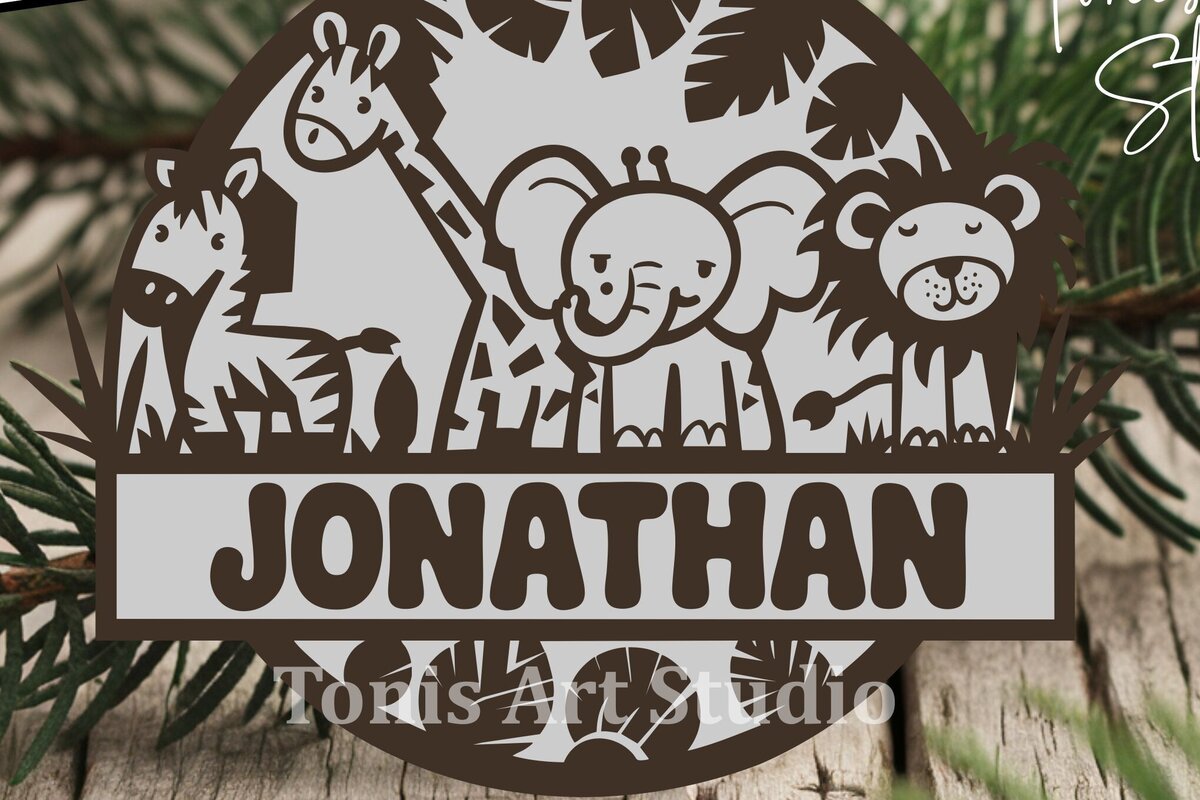 Intra απο ξύλο plywood 3mm-4mm πάχος – Safari Animals Name Sin Nursery Δίασταση  20x20 cm INTRAFABR-114040072