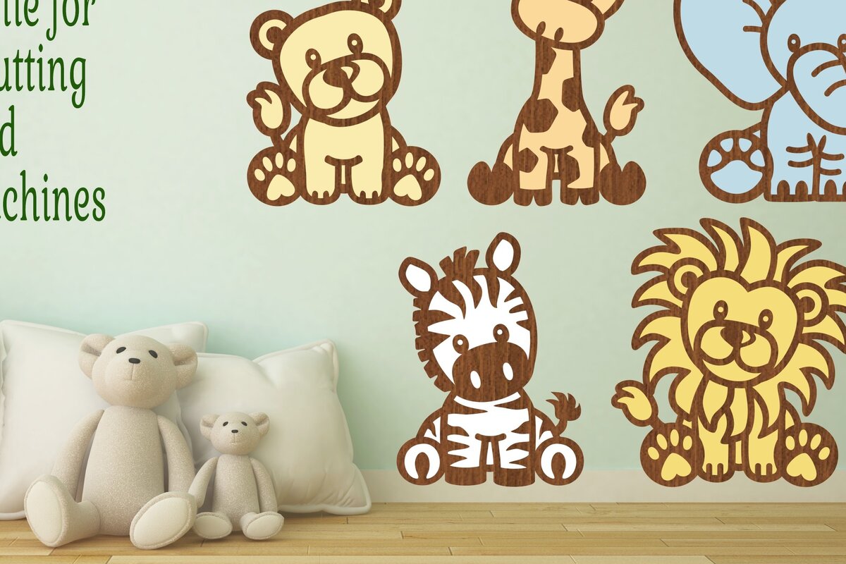 Intra απο ξύλο plywood 3mm-4mm πάχος – Safari Animals Two Layer F Δίασταση  20x20 cm INTRAFABR-73190818