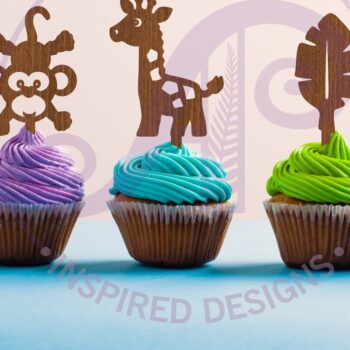 Intra απο ξύλο plywood 3mm-4mm πάχος – Safari Cupcake Toppers, 7 σχέδια Δίασταση  20x20 cm INTRAFABR-95548127 - Image 1