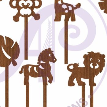 Intra απο ξύλο plywood 3mm-4mm πάχος – Safari Cupcake Toppers, 7 σχέδια Δίασταση  20x20 cm INTRAFABR-95548127 - Image 2