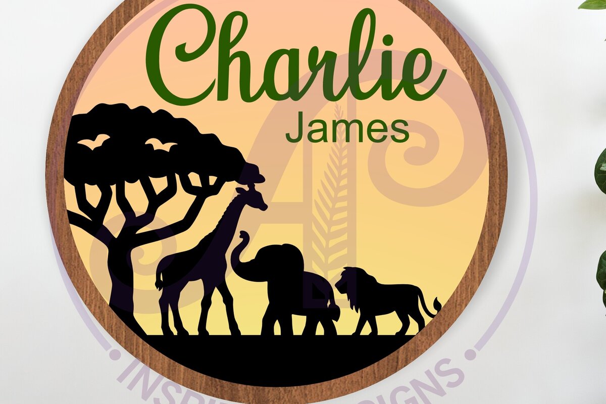 Intra απο ξύλο plywood 3mm-4mm πάχος – Safari Layered Personalized Name Sign Δίασταση  40x30 cm INTRAFABR-116779048