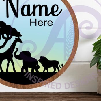 Intra απο ξύλο plywood 3mm-4mm πάχος – Safari Layered Personalized Name Sign Δίασταση  40x30 cm INTRAFABR-116779048 - Image 3