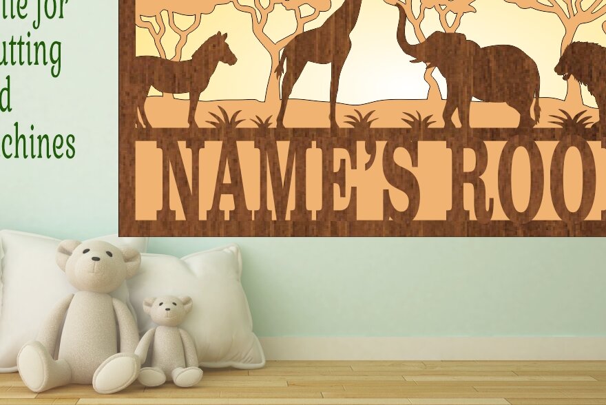 Intra απο ξύλο plywood 3mm-4mm πάχος – Αρχείο επιπέδων Safari Scene 3 Δίασταση  20x20 cm INTRAFABR-69992001