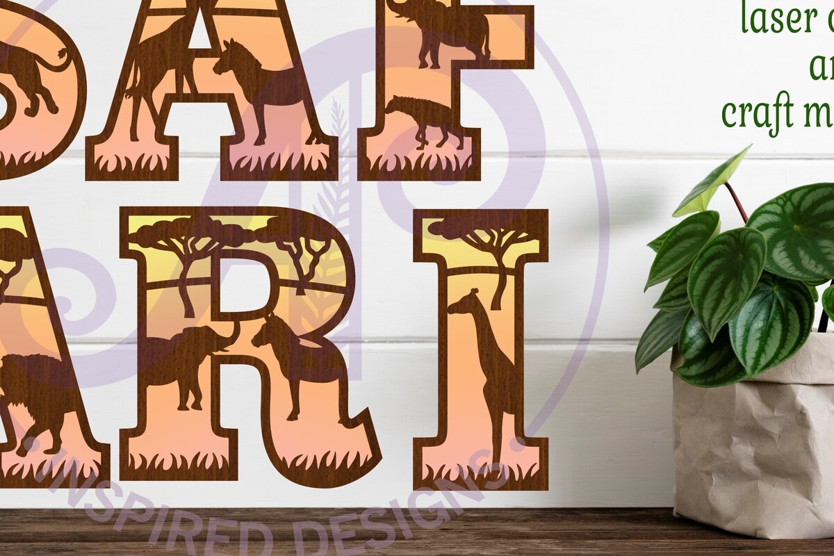 Intra απο ξύλο plywood 3mm-4mm πάχος – Σετ αλφαβήτου με θέμα Safari. 49 ΓράμματαSVG Δίασταση  20x20 cm INTRAFABR-83499401
