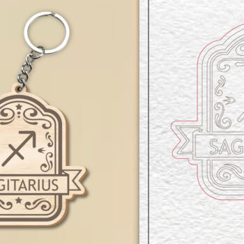 Intra απο ξύλο plywood 3mm-4mm πάχος – Κοπή λέιζερ με μπρελόκ με πινακίδα Τοξότη Δίασταση  5x5 cm INTRAFABR-99841624 - Image 1