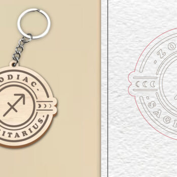 Intra απο ξύλο plywood 3mm-4mm πάχος – Κοπή λέιζερ με μπρελόκ με πινακίδα Τοξότη Δίασταση  5x5 cm INTRAFABR-99926902 - Image 1