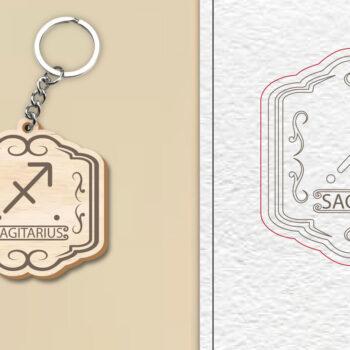 Intra απο ξύλο plywood 3mm-4mm πάχος – Κοπή λέιζερ με μπρελόκ με πινακίδα Τοξότη Δίασταση  5x5 cm INTRAFABR-99830430 - Image 1