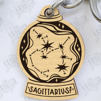 Intra απο ξύλο plywood 3mm-4mm πάχος – Τοξότης Μπρελόκ Zodiac Δίασταση 5x5 cm INTRAFABR-123373659 - Image 1