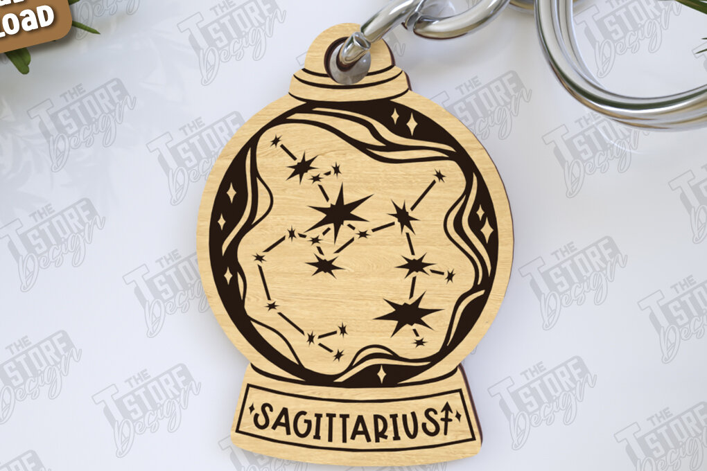 Intra απο ξύλο plywood 3mm-4mm πάχος – Τοξότης Μπρελόκ Zodiac Δίασταση  5x5 cm INTRAFABR-123373659