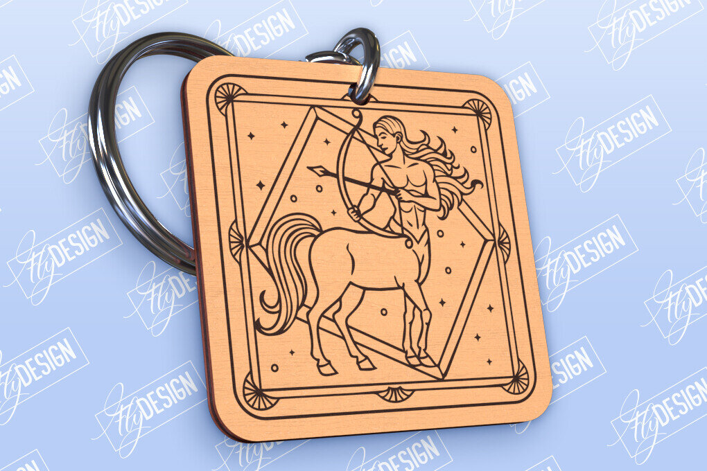 Intra απο ξύλο plywood 3mm-4mm πάχος – Μπρελόκ Τοξότης | Ζώδιο | CNC Δίασταση  5x5 cm INTRAFABR-98550459