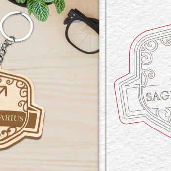 Intra απο ξύλο plywood 3mm-4mm πάχος – Κοπή λέιζερ με μπρελόκ με πινακίδα Τοξότη Δίασταση 5x5 cm INTRAFABR-100516036 - Image 1