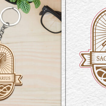 Intra απο ξύλο plywood 3mm-4mm πάχος – Κοπή λέιζερ με μπρελόκ με πινακίδα Τοξότη Δίασταση  5x5 cm INTRAFABR-100961611 - Image 1